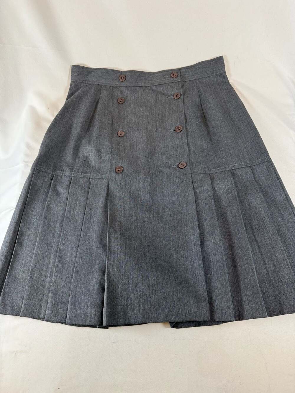 Together Womens Skirt Size 10 Gray Pleated Double Breasted Midi Dark Academia Pr